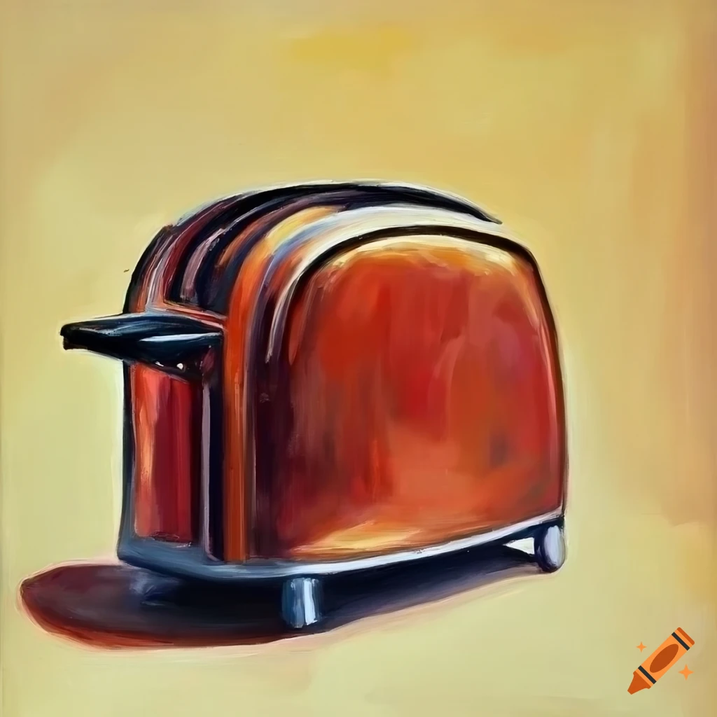 Oil painting of a toaster on Craiyon
