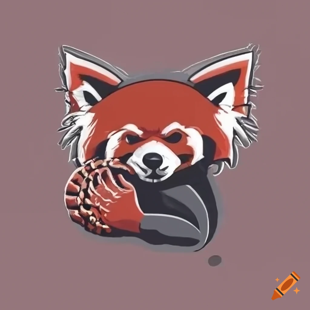 Red panda baseball sports logo