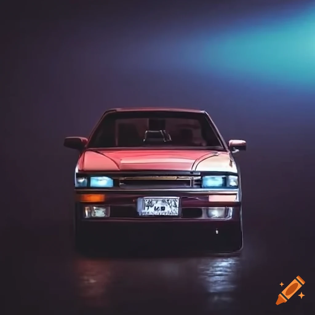 1990's Japanese sedan with visible engine