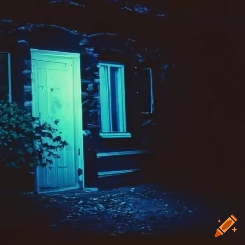 Alien abduction scene with 90s vhs style outside a house on Craiyon