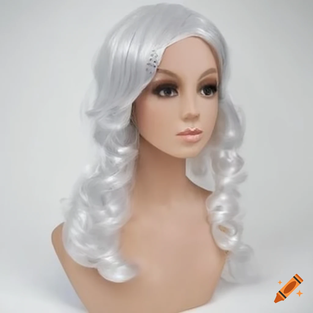Princess white wig on a mannequin