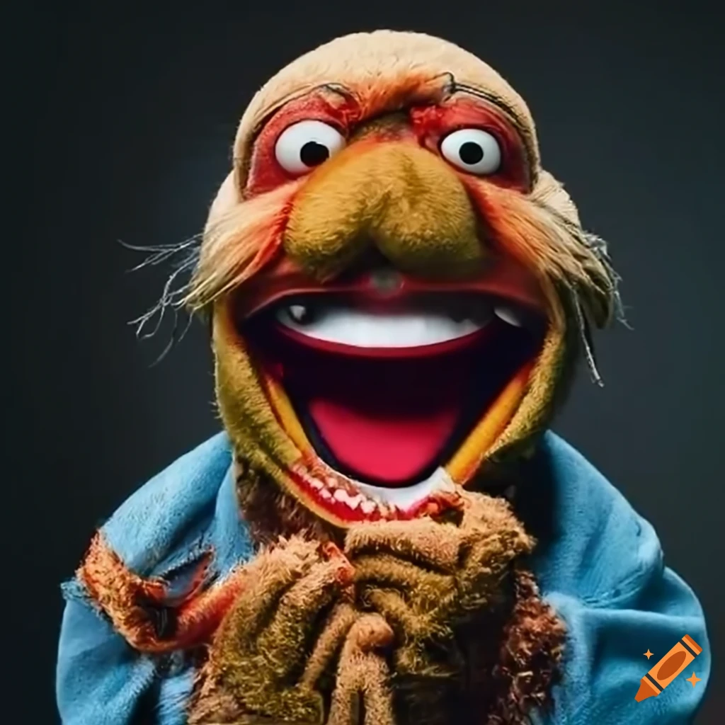 Nxuti gatwa carrying a laughing muppet while vacuuming and karate kicking