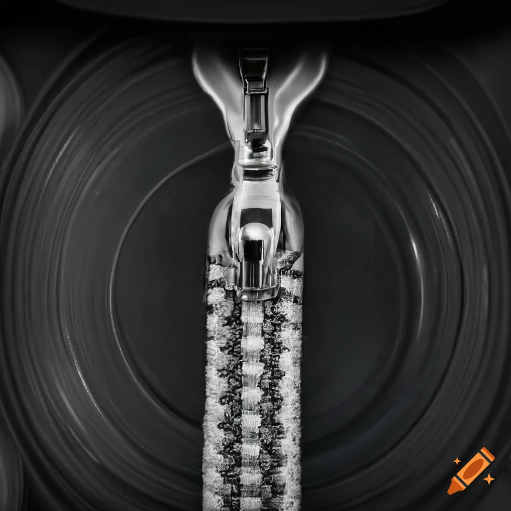 Closeup of a zipper inside a washing machine on Craiyon