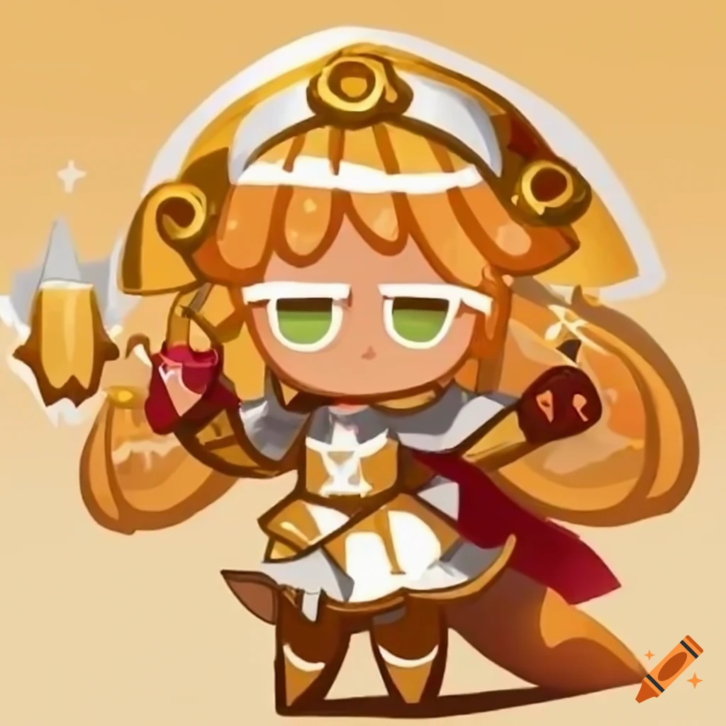 Cookie run character honey cereal cookie in knight attire on Craiyon