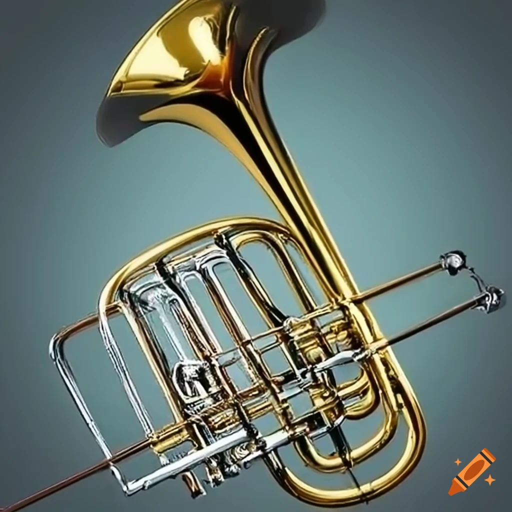 Musical instruments saxophone, trumpet, and trombone on Craiyon