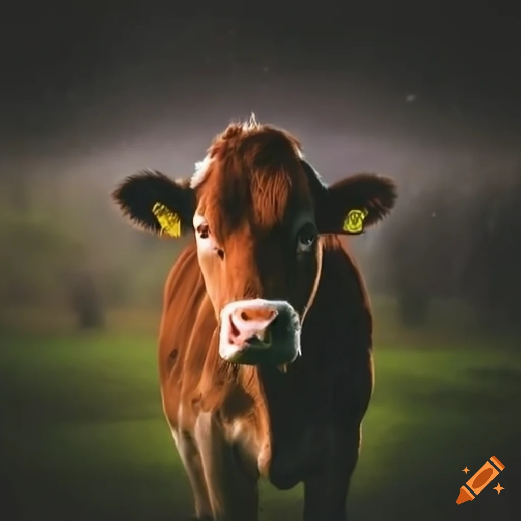 Cows in a rainy pasture