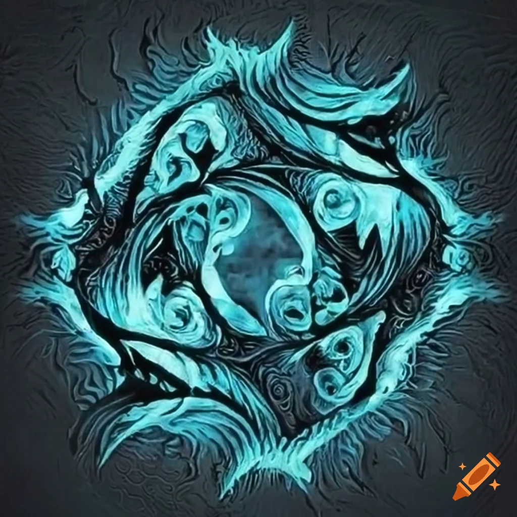 Hearts transforming into waves in an MC Escher style artwork