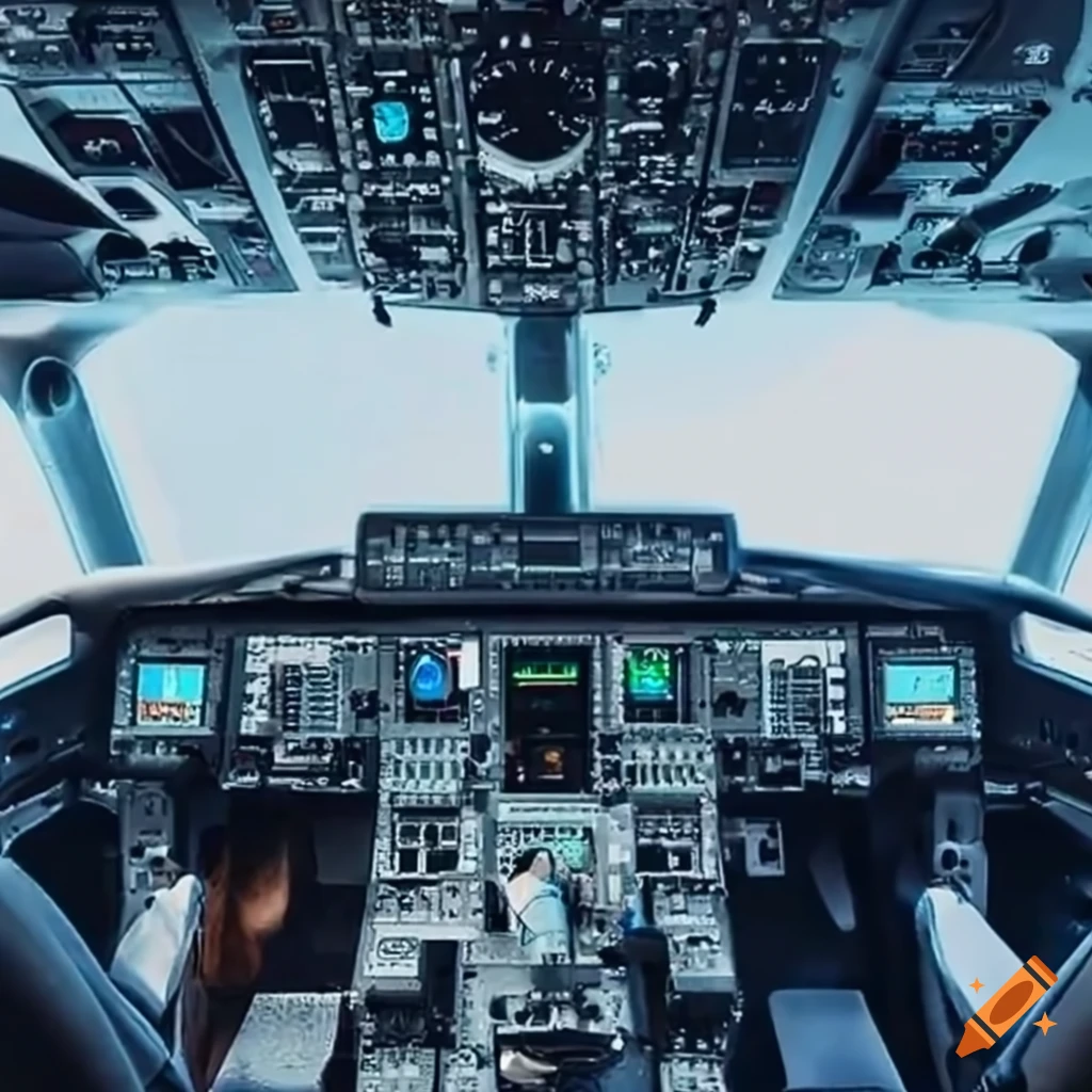Junge pilot im cockpit eines Airbus 320 im Anflug auf den Flughafen