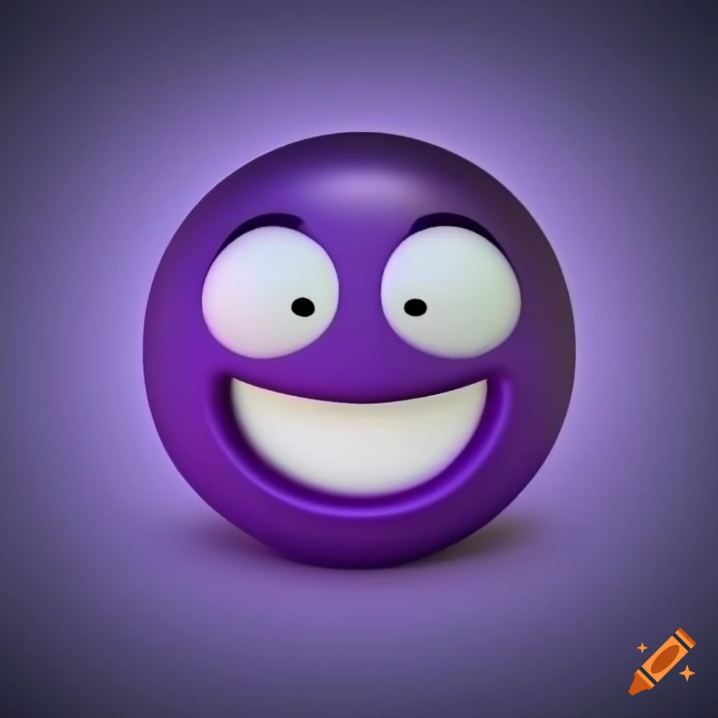Purple laughing smiley in 3D