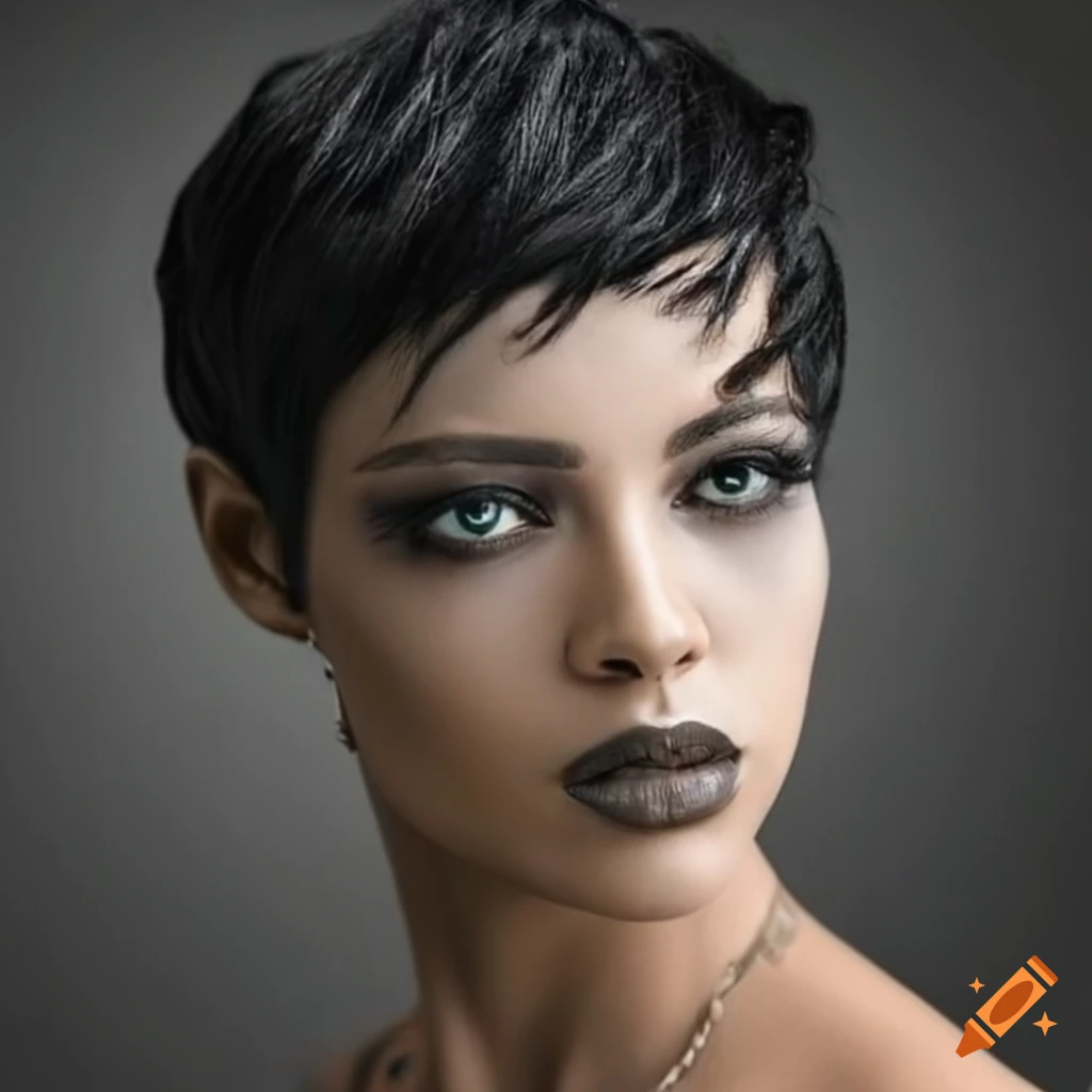 Short Wavy Black Hair Brown Skinned Humanoid Alien Woman With Arabic Features On Craiyon 