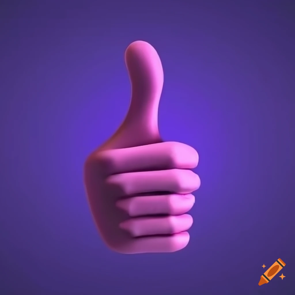 Purple 3d thumbs up with four fingers and a thumb on Craiyon