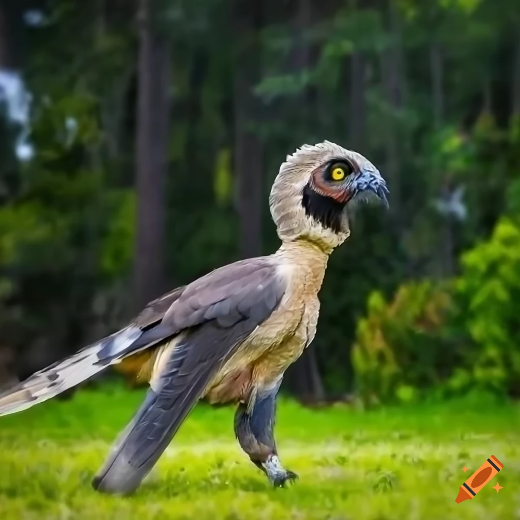 Feathered Utahraptor with owl-like colors in the wild