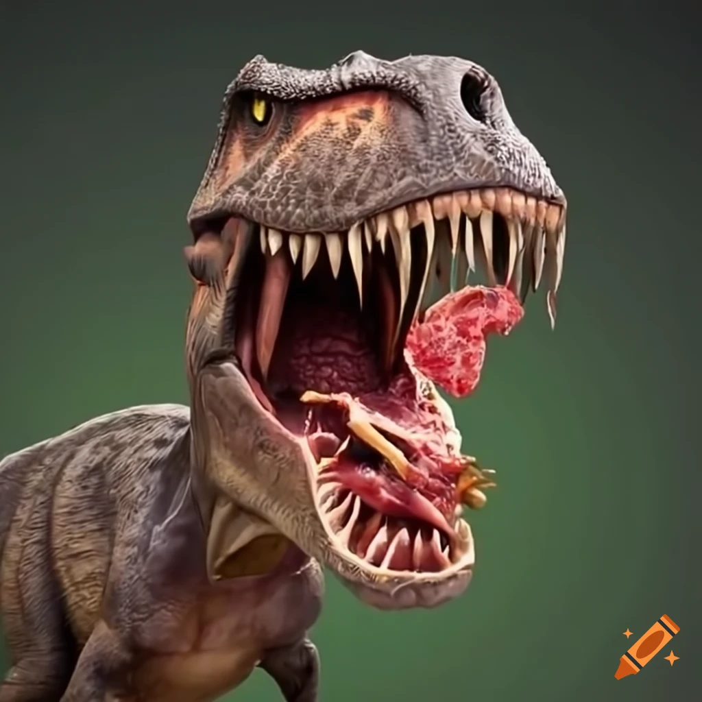 T-rex eating meat on Craiyon