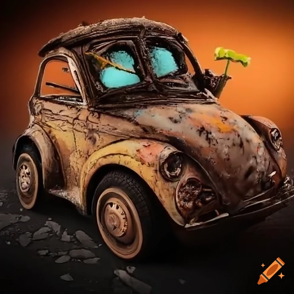 Dusty car interior with food crumbs and mcdonald's items on Craiyon