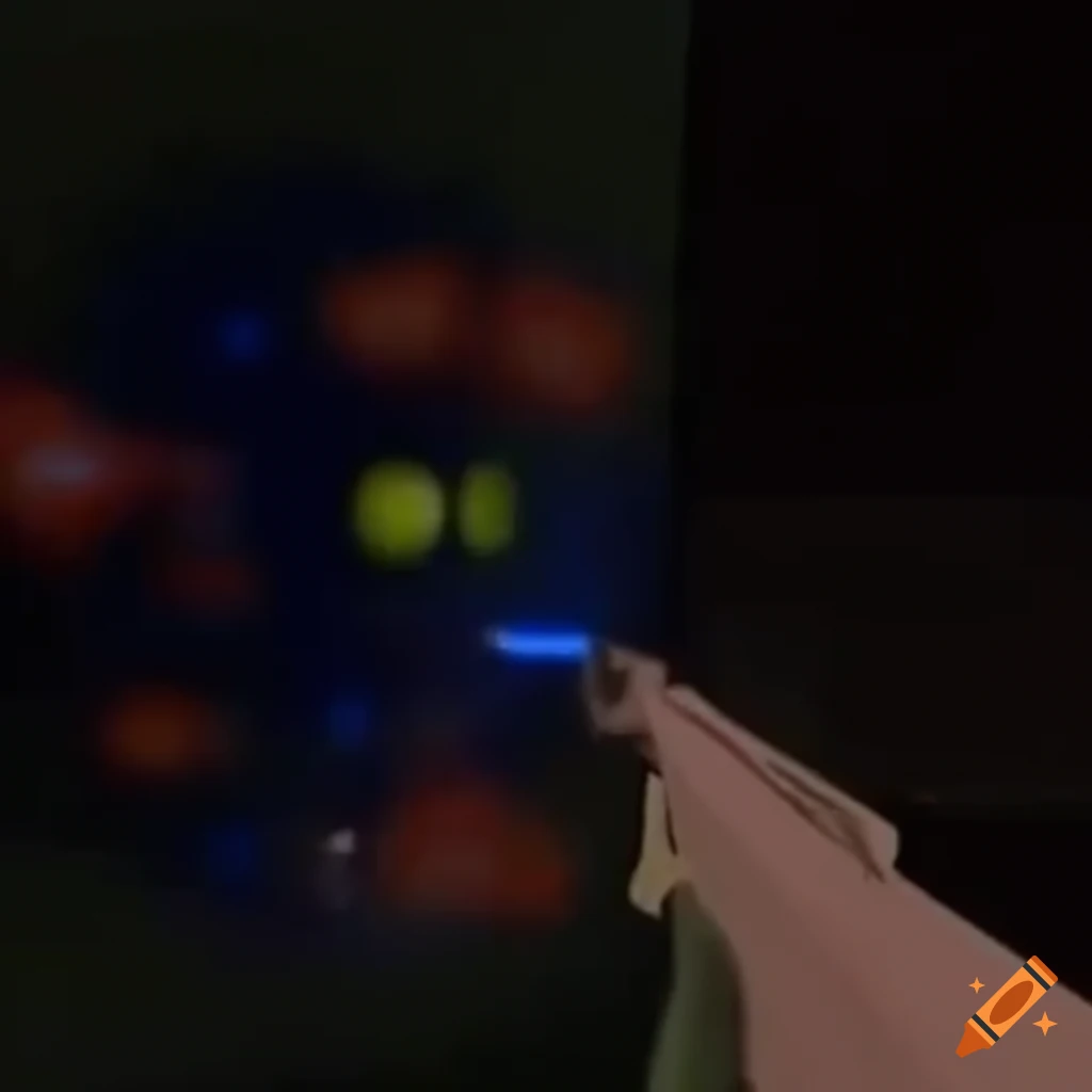 Vhs camera footage of a gmod carnival game with water gun and clown