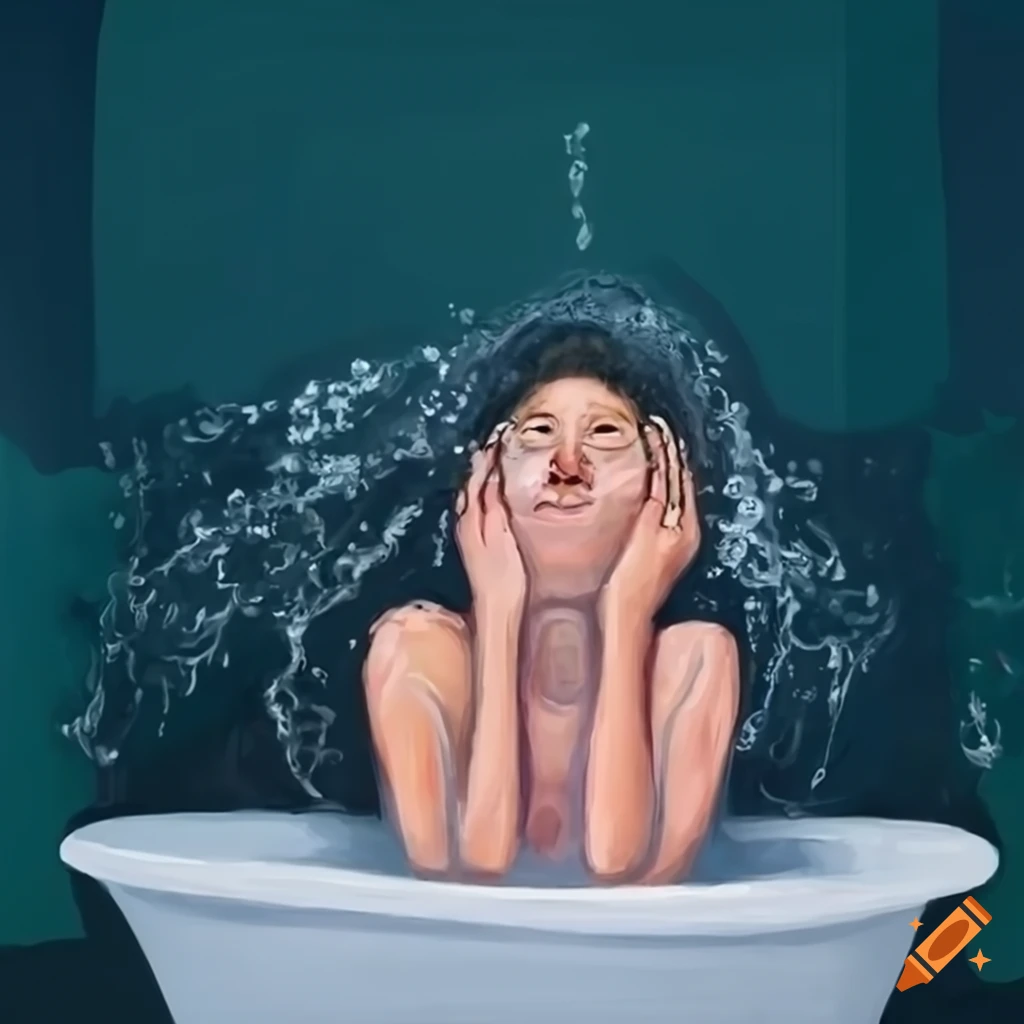 Person bathing in bathtub using smartphone, immersed in water with legs sticking out