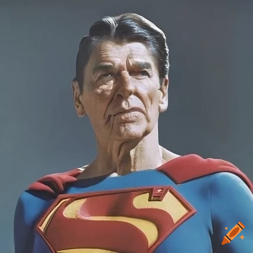 Ronald reagan depicted as superman on Craiyon