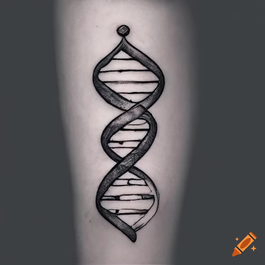 Minimalistic tattoo design with staff of asclepius and dna on Craiyon