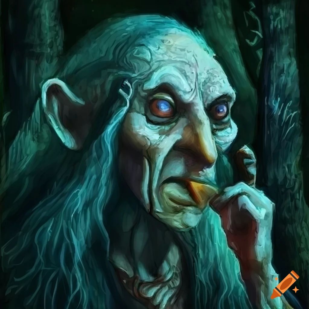 Baba Yaga in her hut on chicken legs in a dark enchanted forest