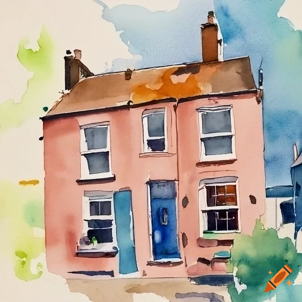 Notting hill watercolor painting on Craiyon