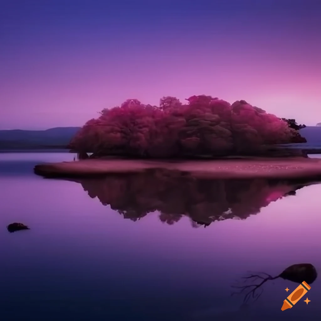 Japanese cherry trees by saltwater lake on Craiyon