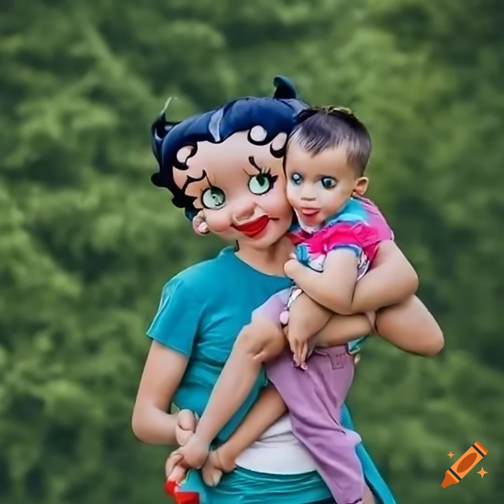 Betty boop carrying her favorite boy with a big smile and hug in the ...