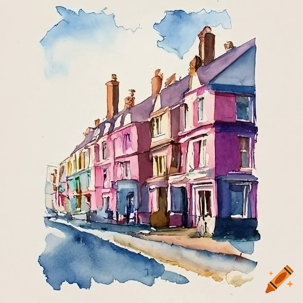 Notting hill watercolor painting on Craiyon