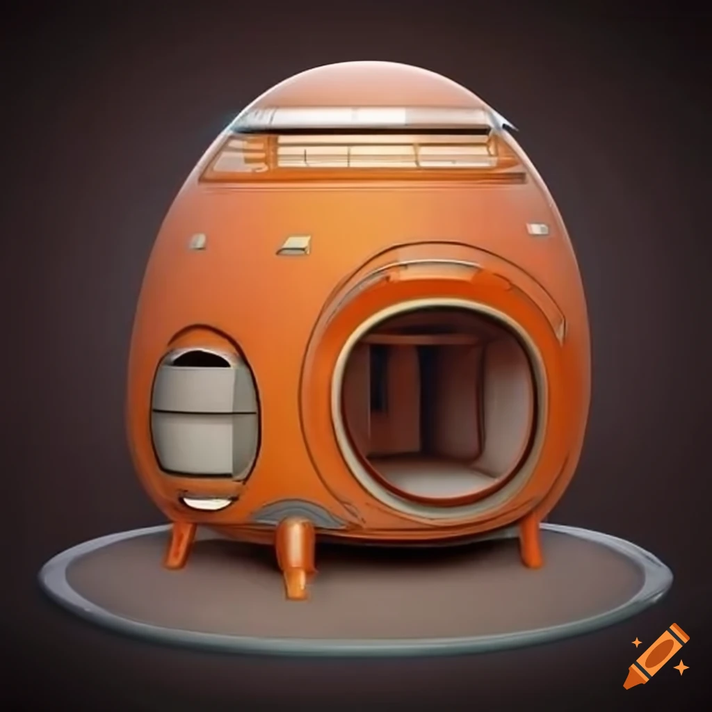 Detailed technical drawing of retro futuristic mars living pod on Craiyon