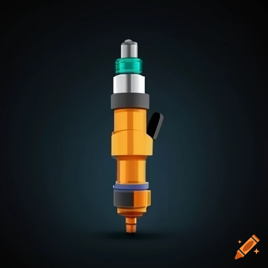 Flat 2d illustration of a fuel injector on Craiyon