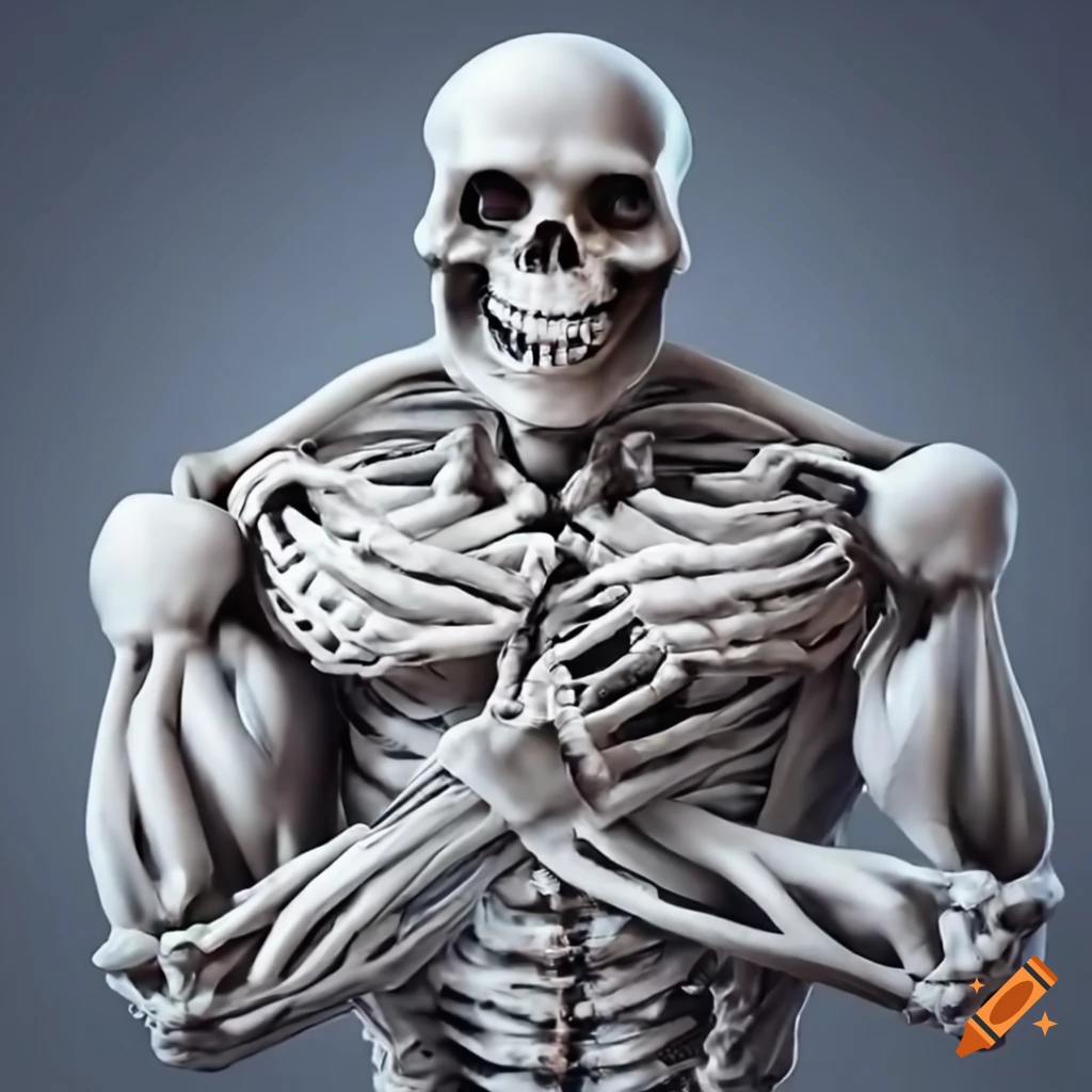 Two skeletons armwrestling