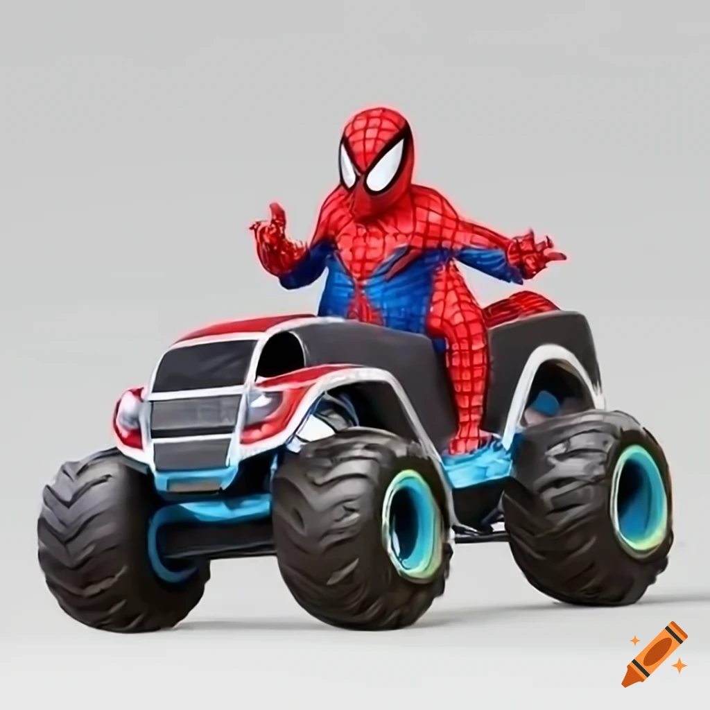 Spiderman Driving A Monster Truck On A White Background On Craiyon spiderman-driving-a-monster-truck-on-a-white-background-on-craiyon