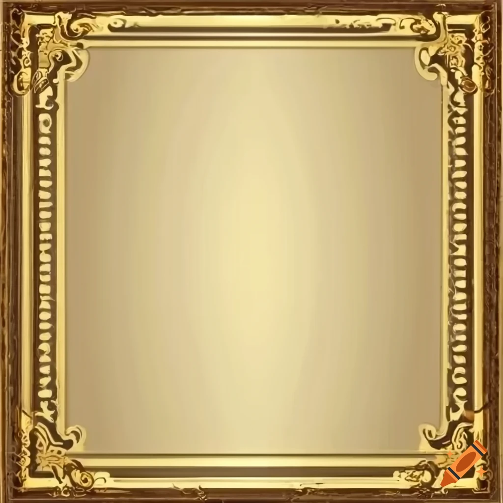 Empty rectangular old menu style card frame with fancy golden borders