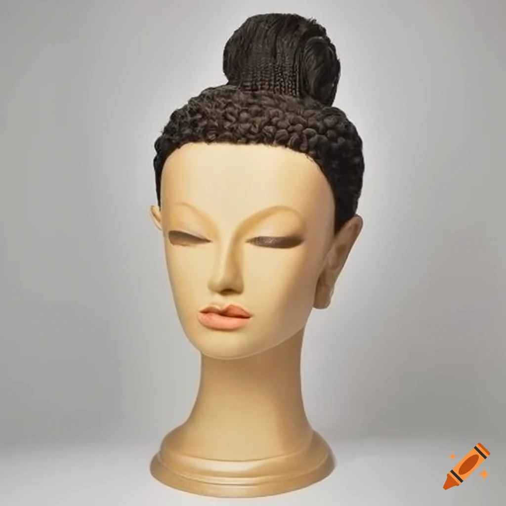 Buddha hair wig on a mannequin on Craiyon