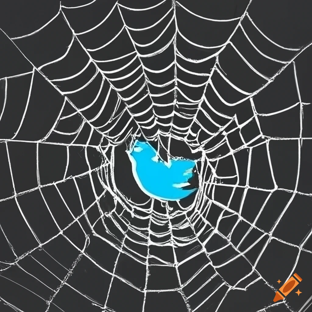 Cobweb with a hole and falling feathers