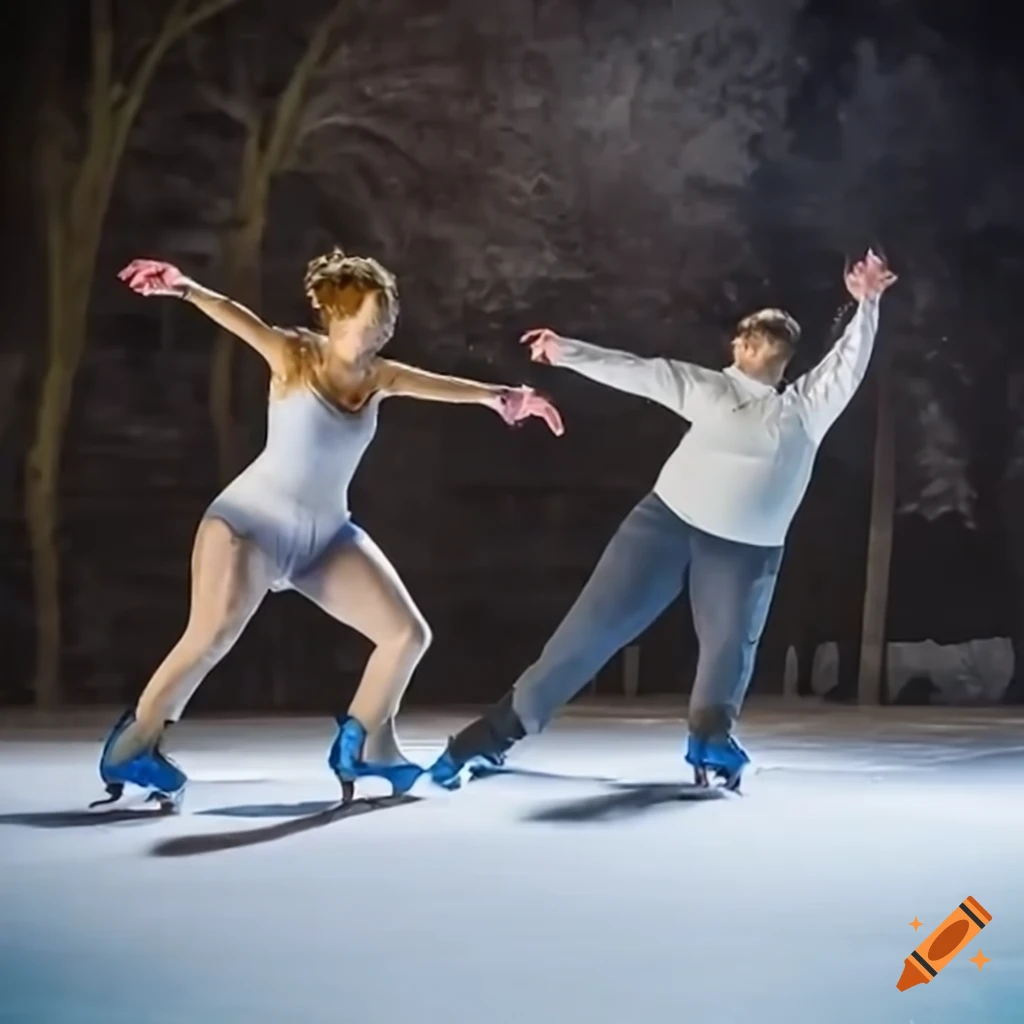Two people ice skating in a theater on Craiyon