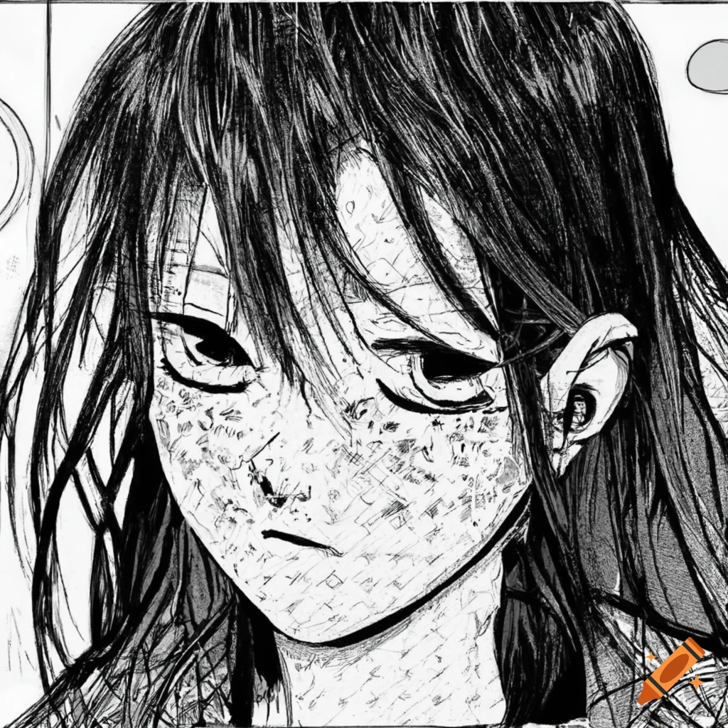 Manga style illustration depicting depression on Craiyon, image size:1024x1024