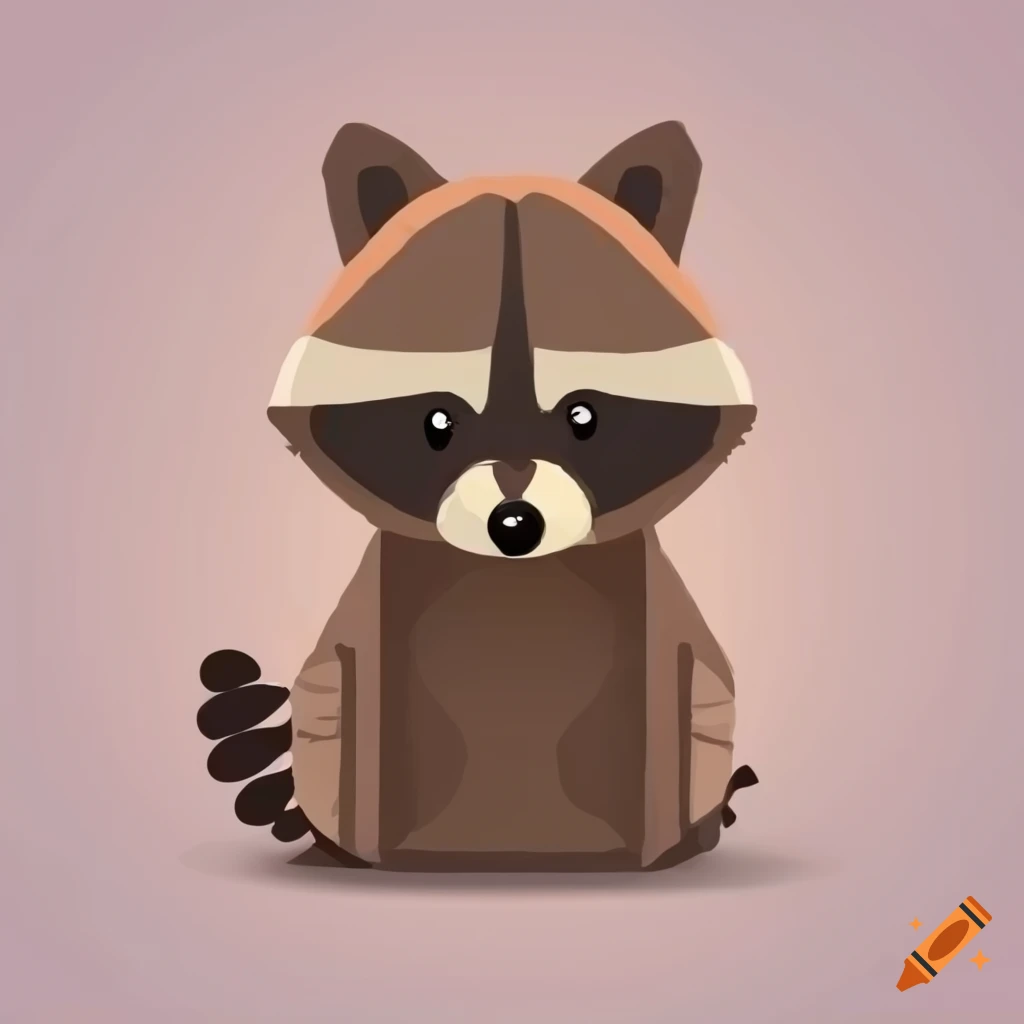 Cute raccoon in cartoon style on white background