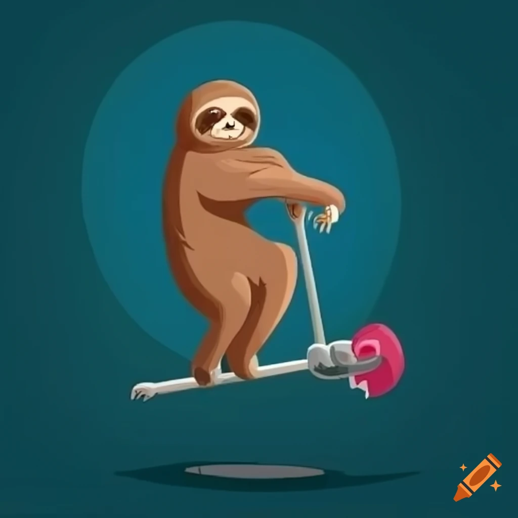 Cartoon sloth on a pogo stick