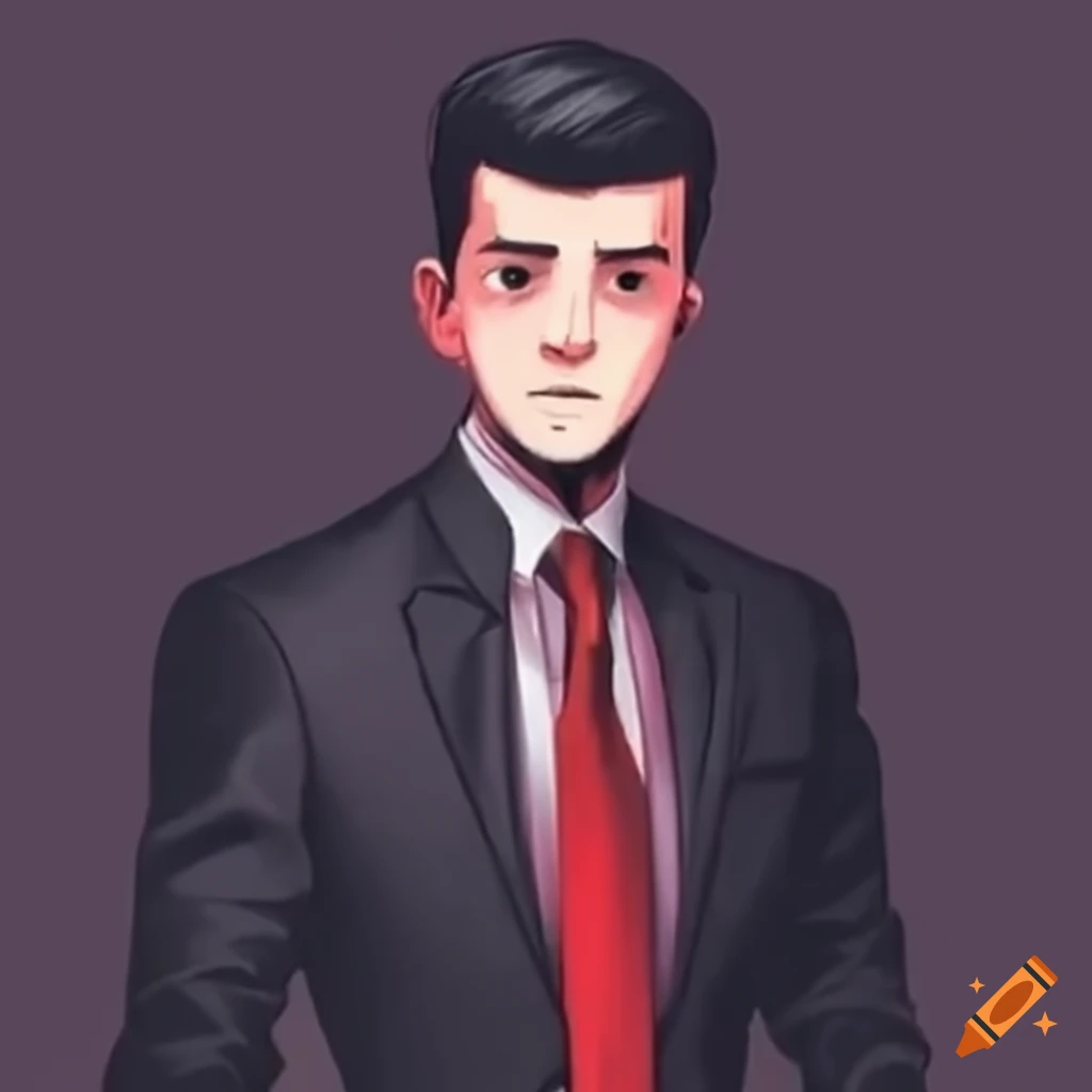 Businessman in black suit and red tie