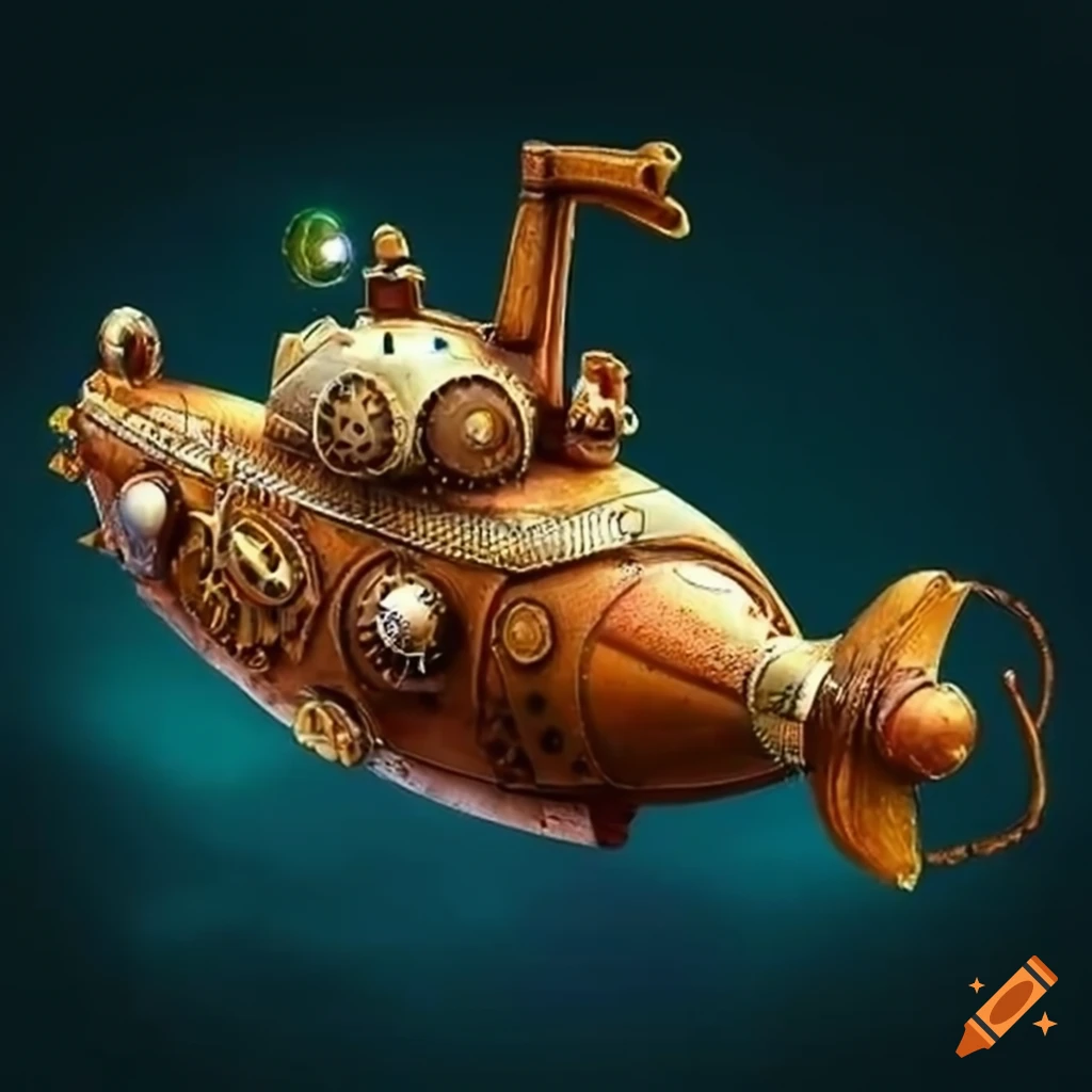 Magic tiny steampunk submarine on Craiyon