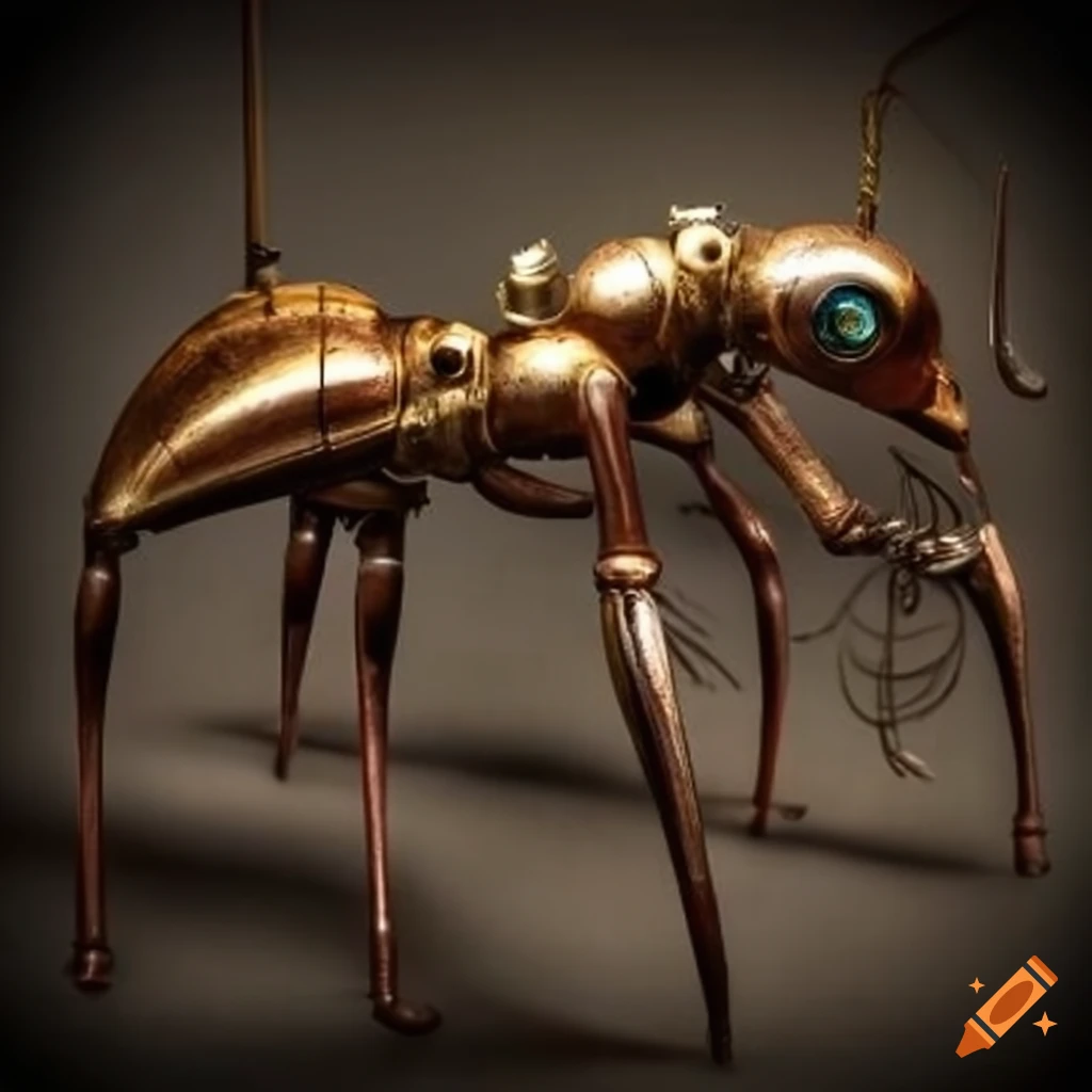 Steampunk walking engine ant-shaped by hans ruedi giger on Craiyon
