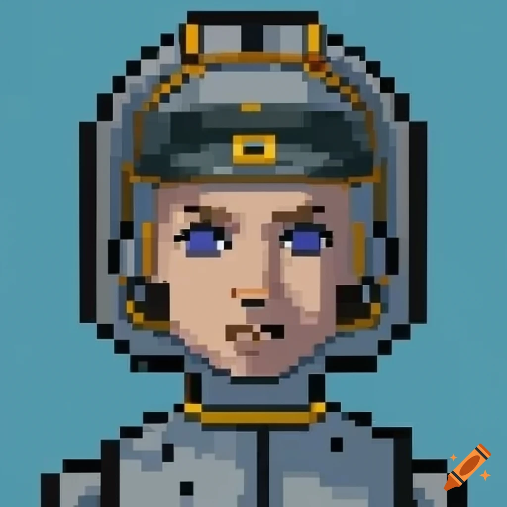 Pixel art space pilot character portrait on Craiyon