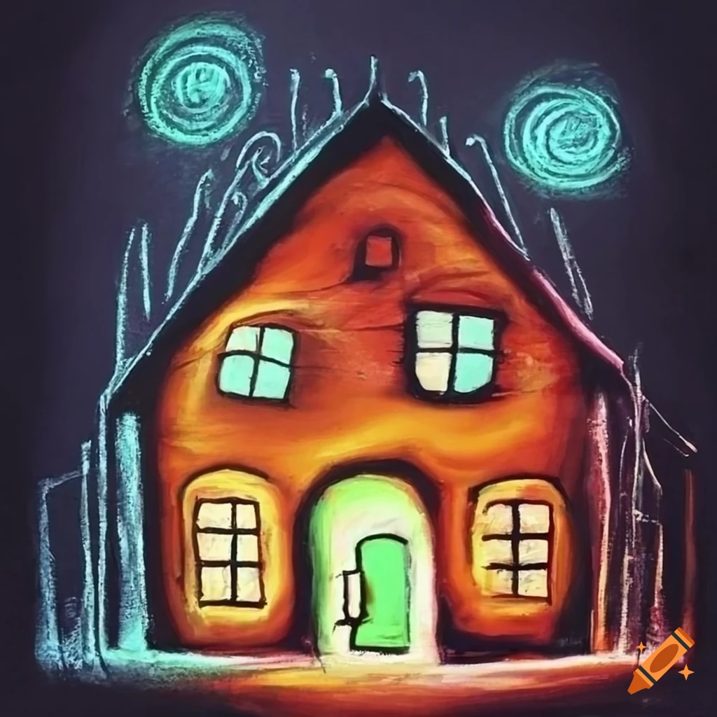 Chalk drawing of a house on Craiyon