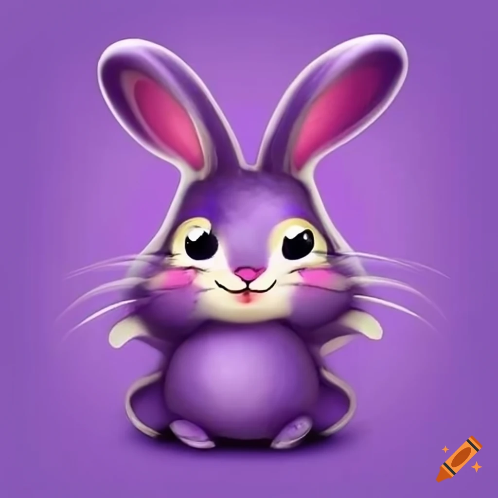 Happy cute purple bunny on Craiyon