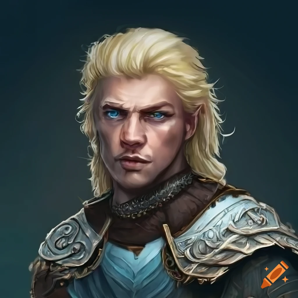 Male human warrior with blond hair and blue eyes in viking and roman ...