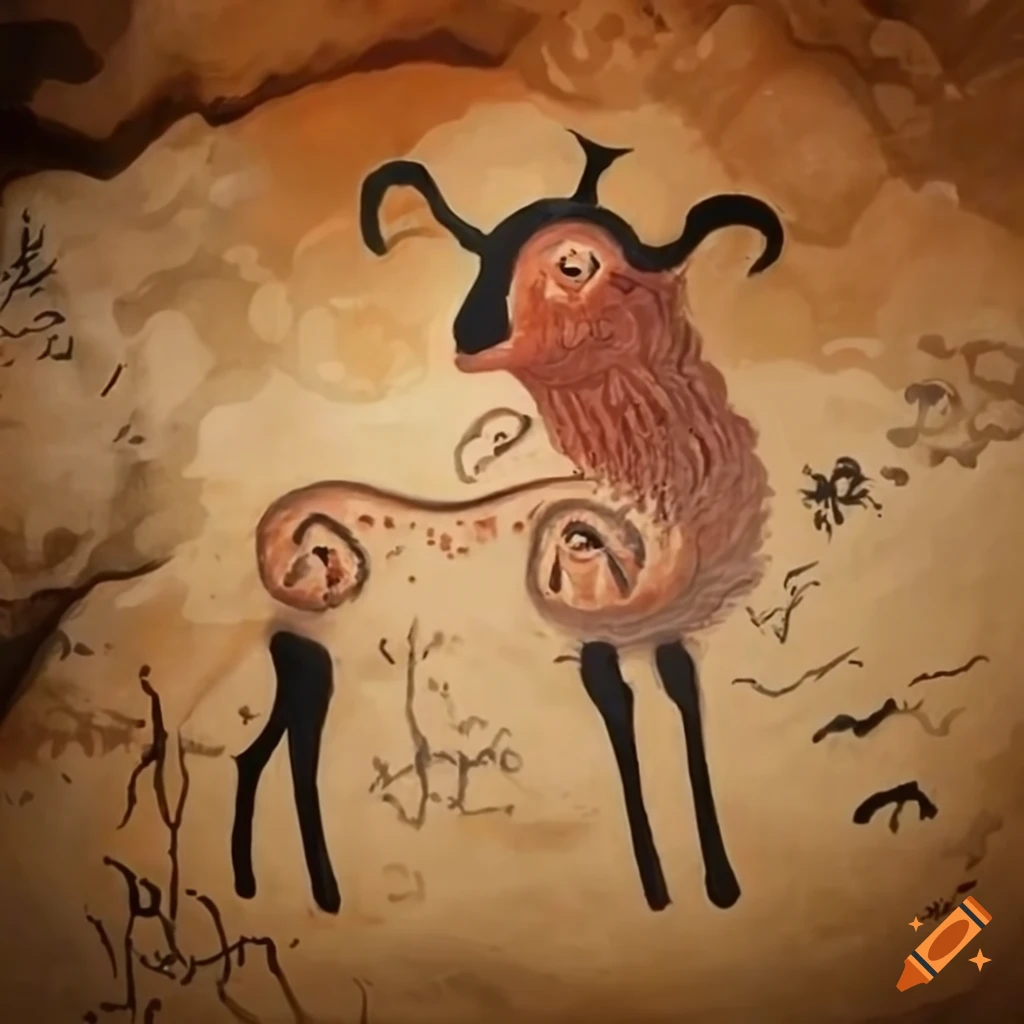 Cave painting of five sheep