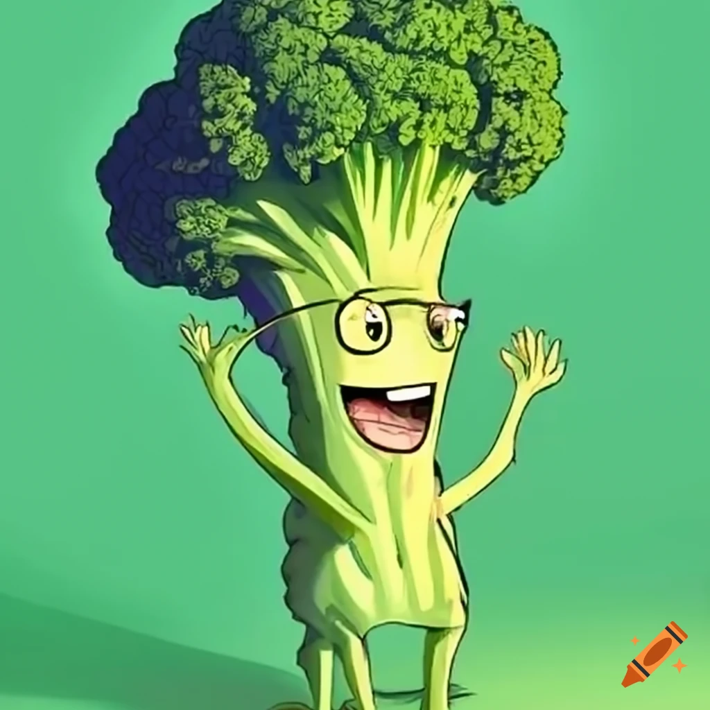 Cheerful broccoli character promoting peace and unity in korea in