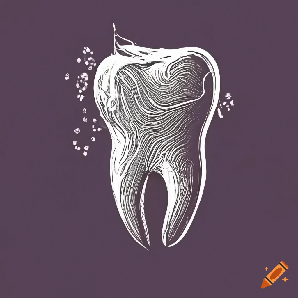 Tooth logo with fine line and elegant style