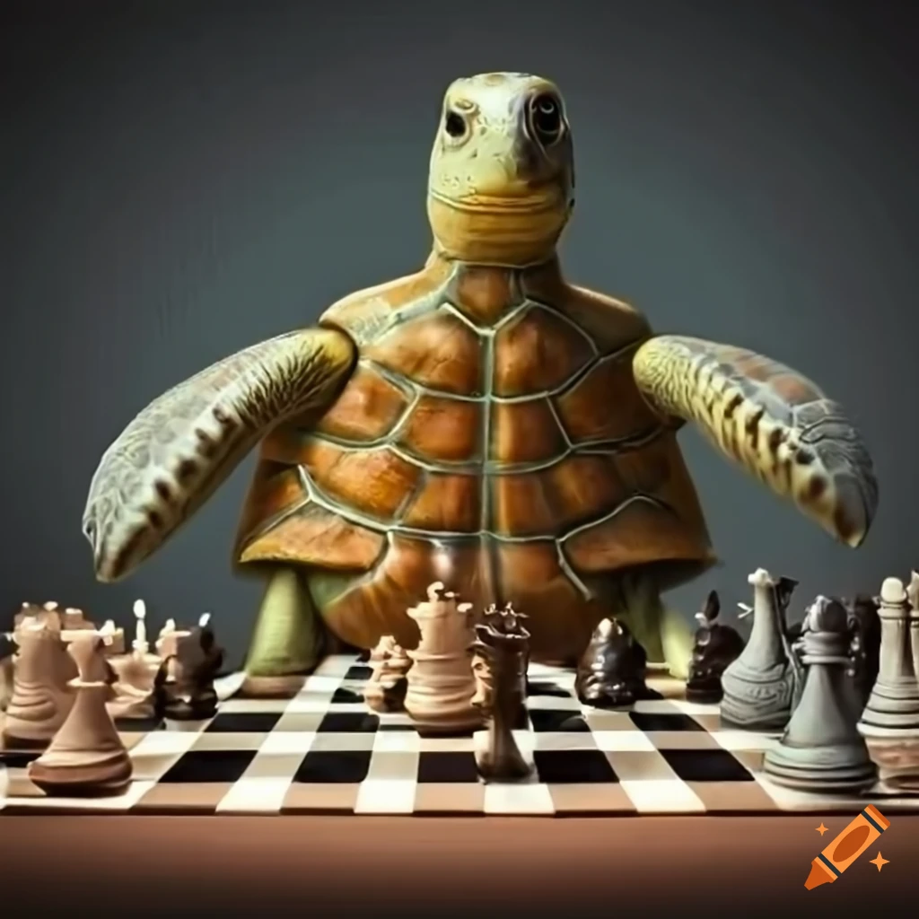 Turtle playing chess on Craiyon