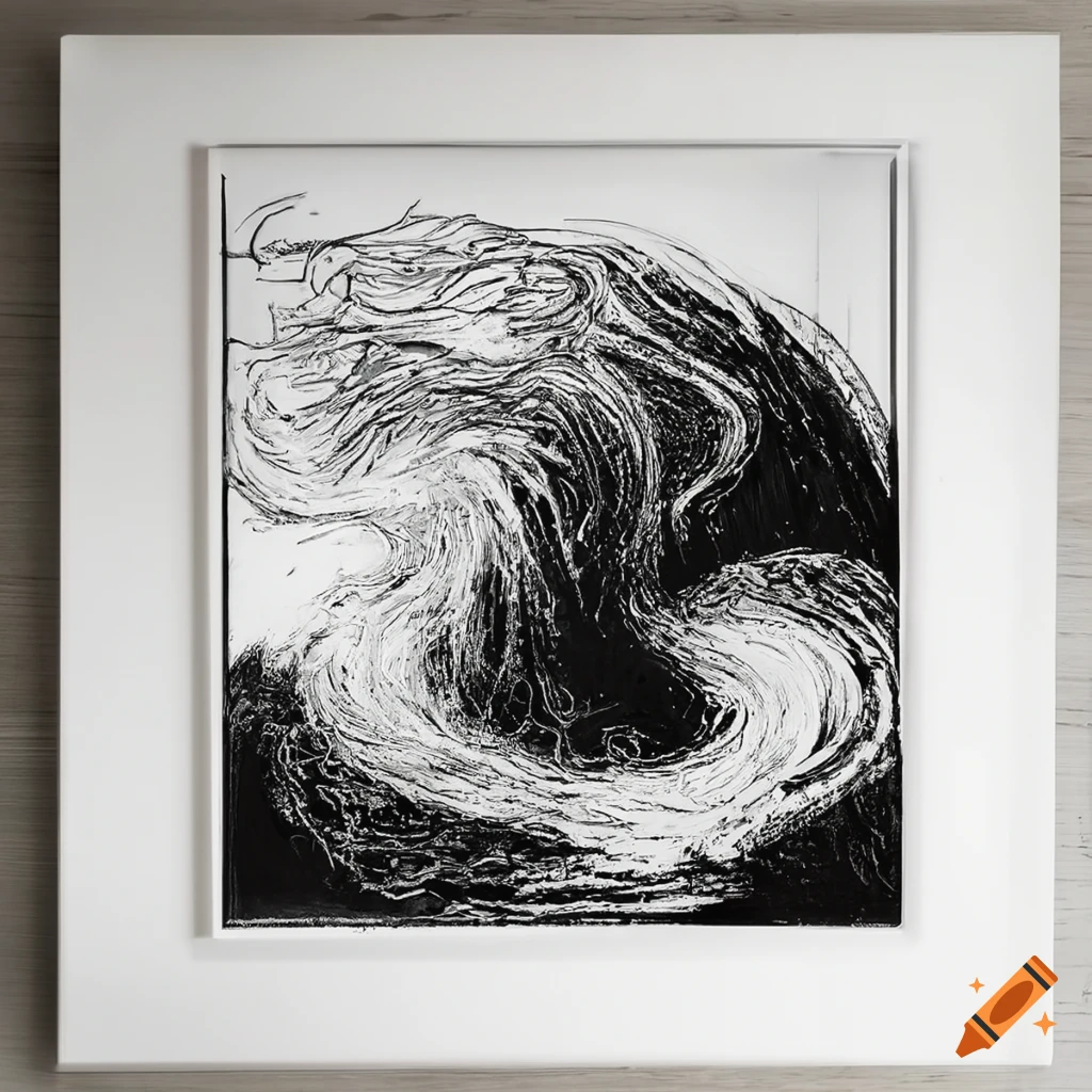 Abstract black and white artwork inspired by traditional Chinese ...